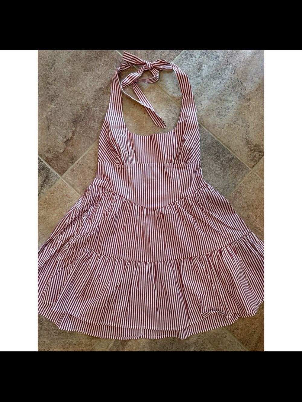 wild fable Red and White Striped Halter Tiered Mini Dress